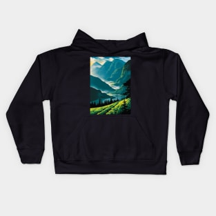 Green Fields in a Forest Valley Kids Hoodie